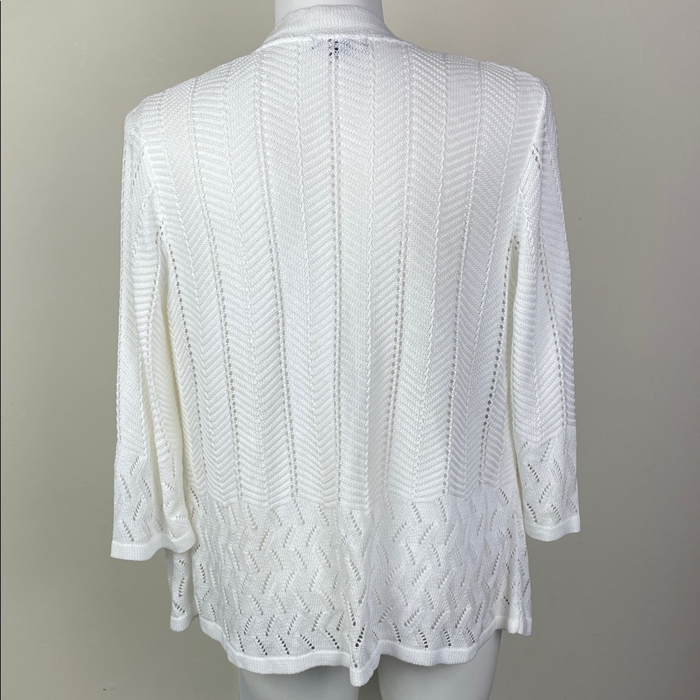 Notations Woman Open Front Cardigan White Knit